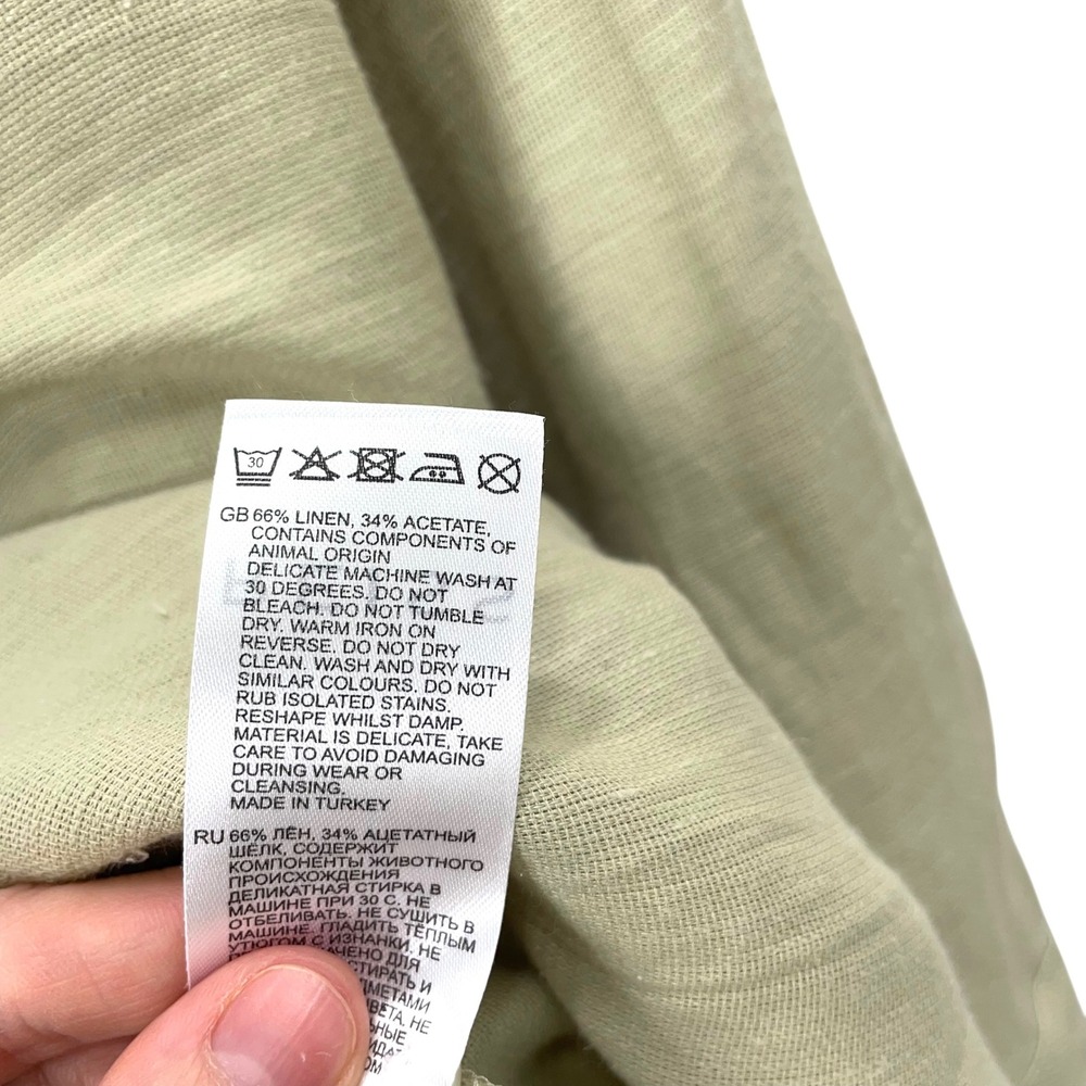 Reiss ELLIS linen blend oversized long sleeve shirt top Size 2 khaki‎ green - Picture 10 of 10